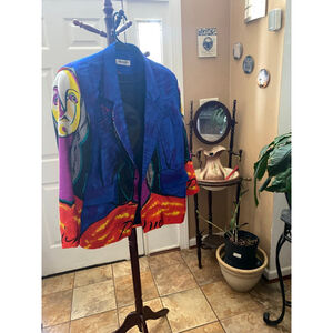 Women's Silkworm's Blue Picasso Print Blazer s XL